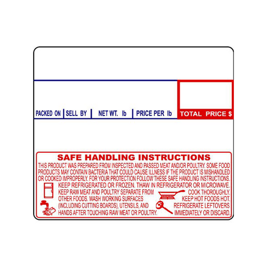LST-8030, 58mm x 50mm, Safe Handling Pre-Printed Scale Label Rolls - 12/Case