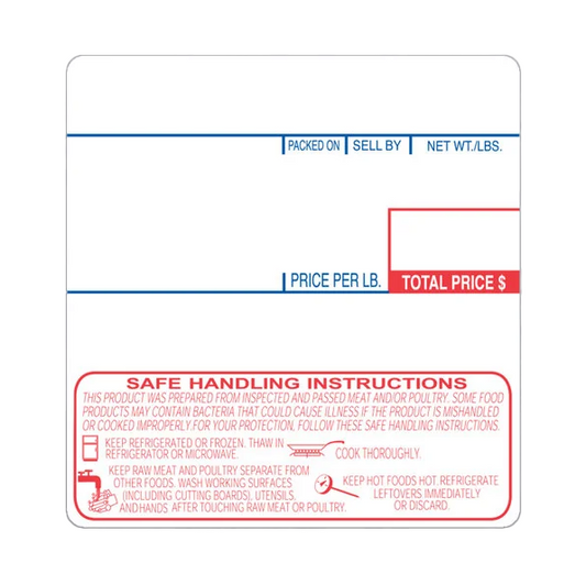 CAS CL-8040, 58mm x 60mm, Safe Handling Pre-Printed Scale Label Rolls - 12/Case