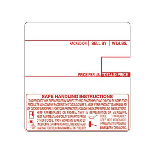 CAS/LCR CL-8040(Red), 58mm x 60mm, Safe Handling Pre-Printed Scale Labels Rolls - 12/case